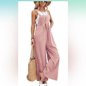 Pink Linen Overalls Small